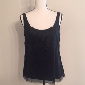 Elie Tahari Black Silk Satin Raw Edge Camisole